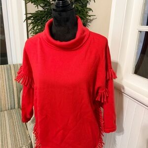 Red Fringe ESCADA Turtleneck Sweater